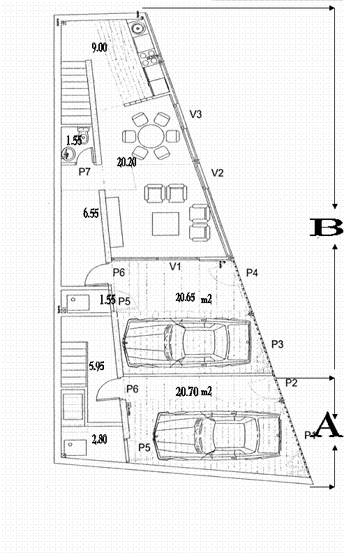 20.70 ,m2,20.20,5.95,2.80,m2,9.00,6.55,20.65,1.55,1.55,A,B